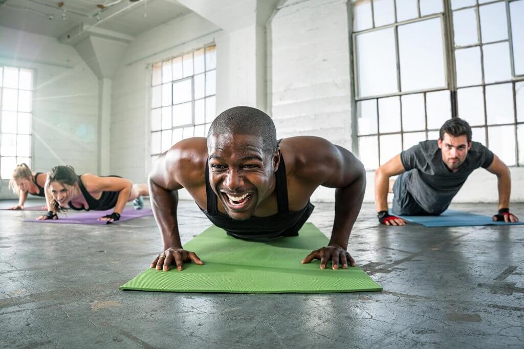 Group Exercise Class - People in the Plank position